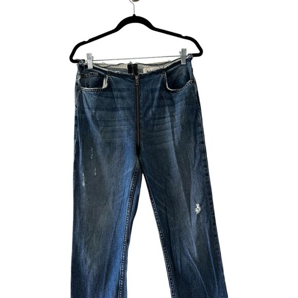 Reformation Zipper Jean Celtic Blue Size 28 Y2K Contrast Pockets Frayed Contrast - Picture 6 of 14